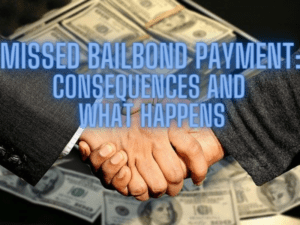 Two people shaking hands over money with text missed bailbond consequences.